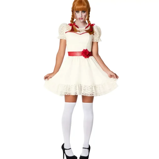 Women Spirit Halloween Adult Annabelle Short Dress Costume - Annabelle