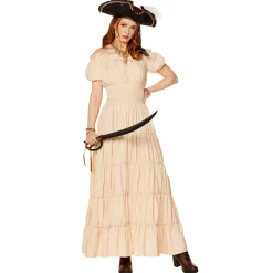 Women Spirit Halloween Adult Beige Peasant Dress