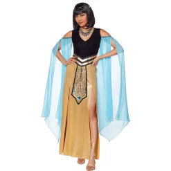 Women Spirit Halloween Adult Blue and Gold Egyptian Queen Costume