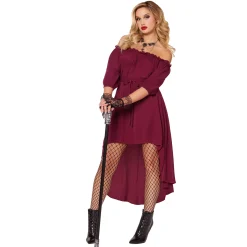 Women Spirit Halloween Adult Burgundy Peasant Dress