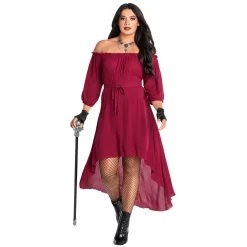 Women Spirit Halloween Adult Burgundy Peasant Dress