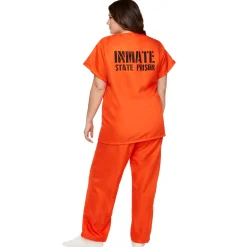 Women Spirit Halloween Adult Got Busted Orange Prisoner Plus Size Costume