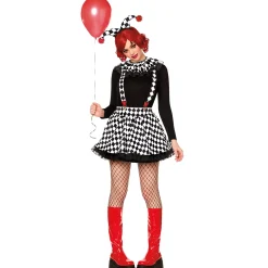 Women Spirit Halloween Adult Harlequin Clown Costume