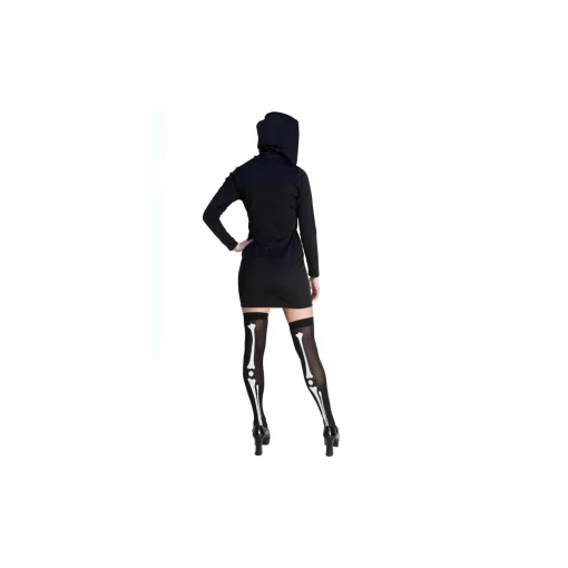 Women Spirit Halloween Adult Hooded Holographic Skeleton Costume