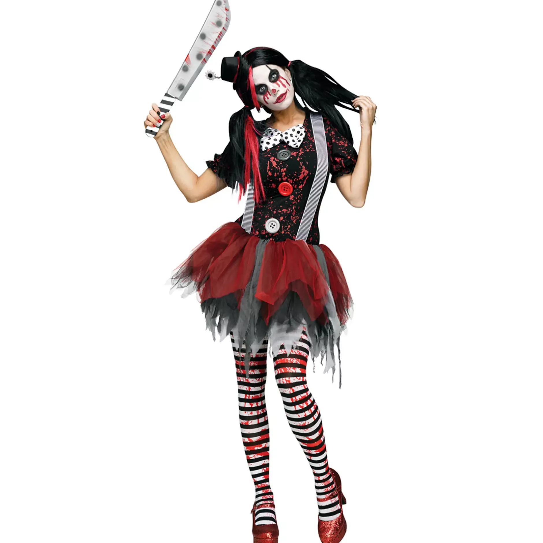 Women Spirit Halloween Adult Horror Clown Plus Size Costume