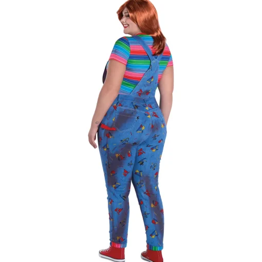 Women Spirit Halloween Adult Plus Size Chucky Overalls Costume