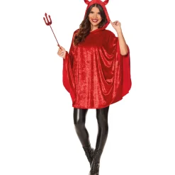 Women Spirit Halloween Adult Red Devil Poncho