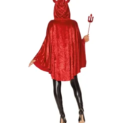Women Spirit Halloween Adult Red Devil Poncho