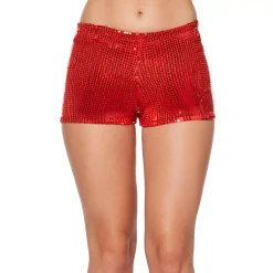 Women Spirit Halloween Adult Red Sequin Shorts