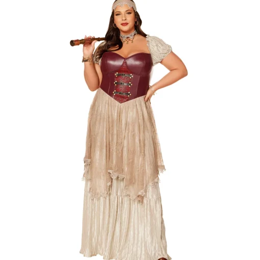 Women Spirit Halloween Adult Romantic Pirate Dress Costume