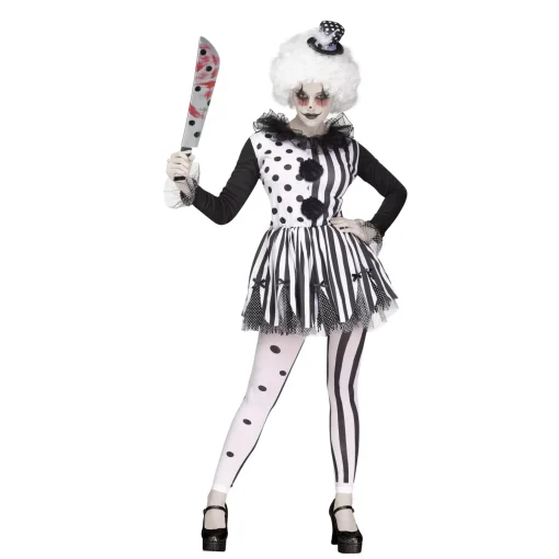 Women Spirit Halloween Adult Twisted Trickster Clown Costume