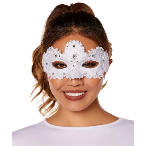 Women Spirit Halloween Angel White Lace Eye Half Mask