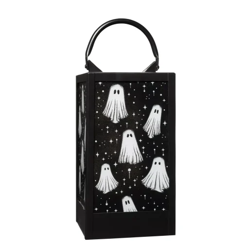 Spirit Halloween Black and White Glass Ghost Lantern