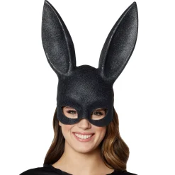 Spirit Halloween Black Glitter Bunny Mask