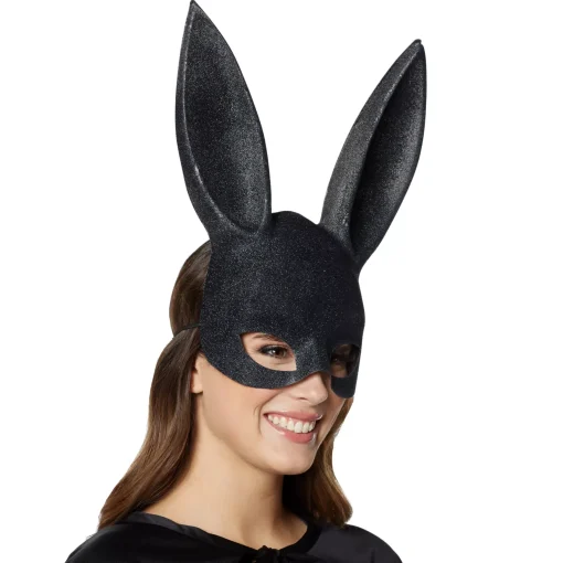 Spirit Halloween Black Glitter Bunny Mask