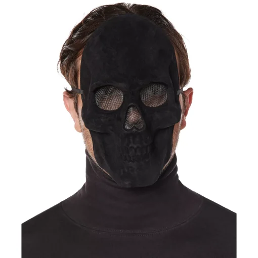 Spirit Halloween Black Velvet Skull Half Mask