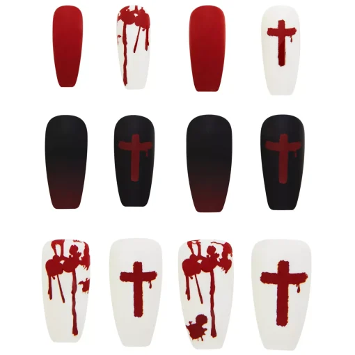 Spirit Halloween Bloody Cross Press On Nails