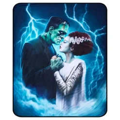 Spirit Halloween Bride and Frankenstein Fleece Blanket - Universal Monsters
