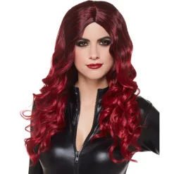 Women Spirit Halloween Burgundy Ombre Wig