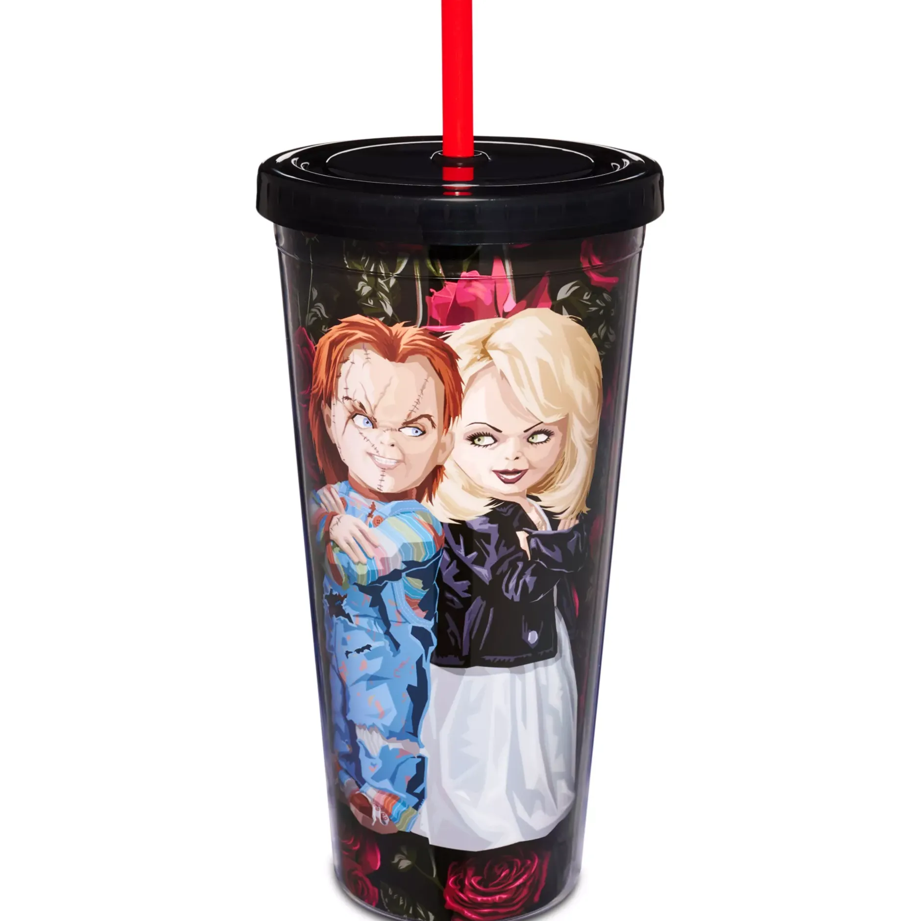 Spirit Halloween Crazy In Love Chucky and Tiffany Cup with Straw - 20 oz.