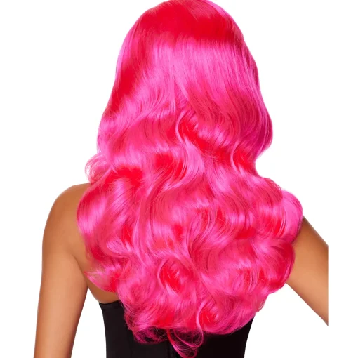Women Spirit Halloween Hollywood Glam Curls Wig Pink