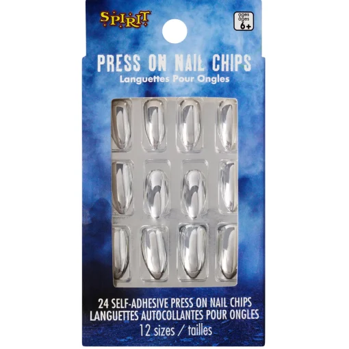 Spirit Halloween Horror Icon Silver Press On Nails