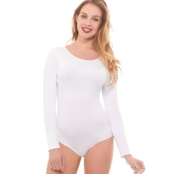 Women Spirit Halloween Long Sleeve White Bodysuit