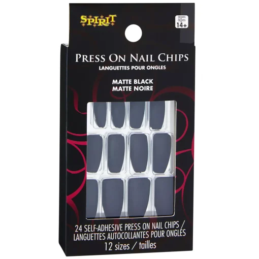 Spirit Halloween Matte Black Coffin Press On Nails