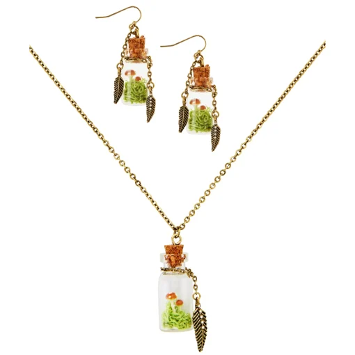 Women Spirit Halloween Mushroom Bottle Jewelry Set