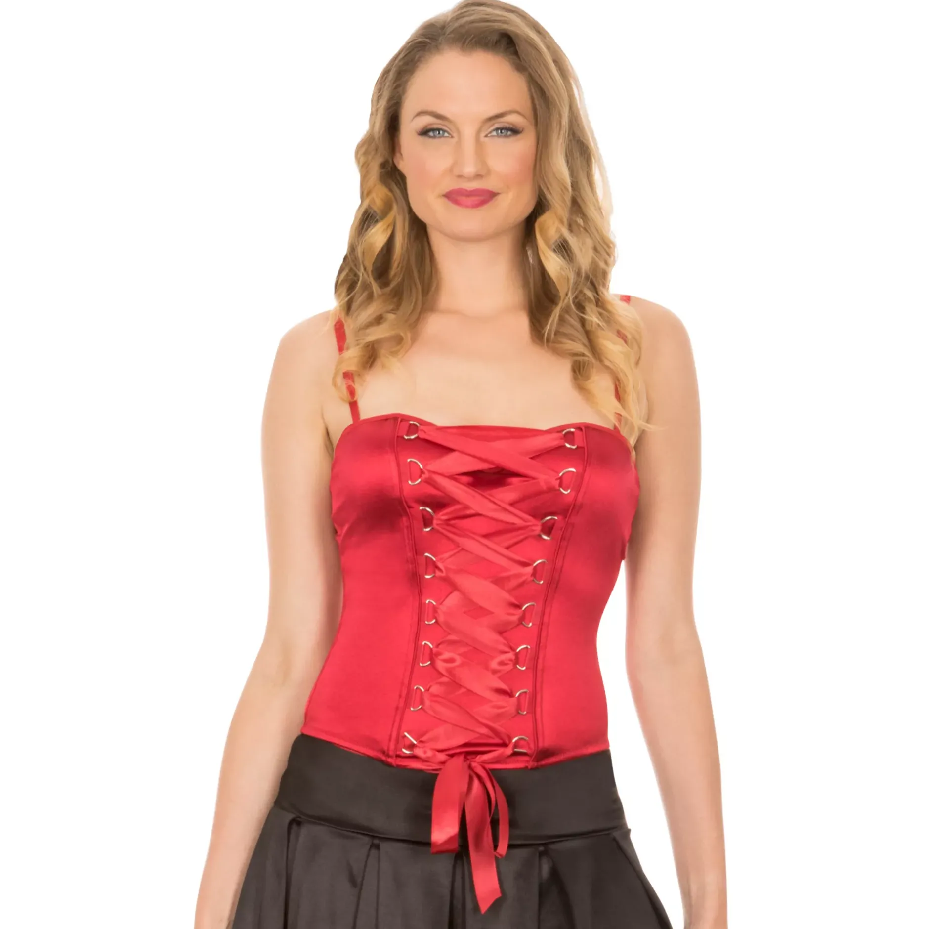 Women Spirit Halloween Red Lace Up Corset