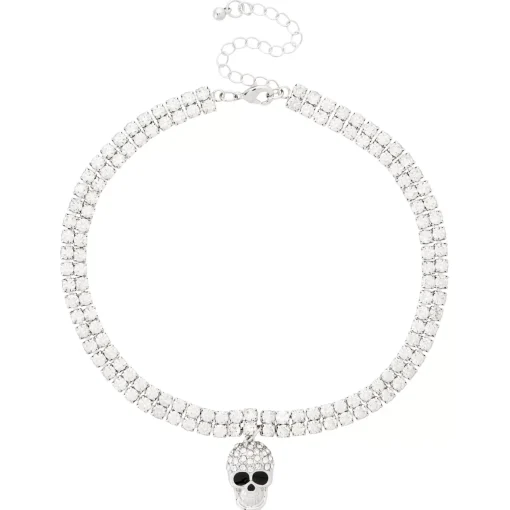 Spirit Halloween Skeleton Rhinestone Choker Necklace