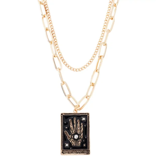 Women Spirit Halloween Tarot Chain Necklaces - 2 Pack
