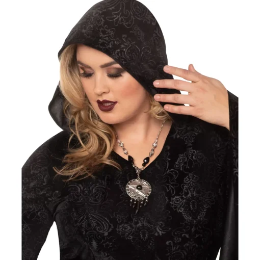 Women Spirit Halloween Velvet Hooded Robe